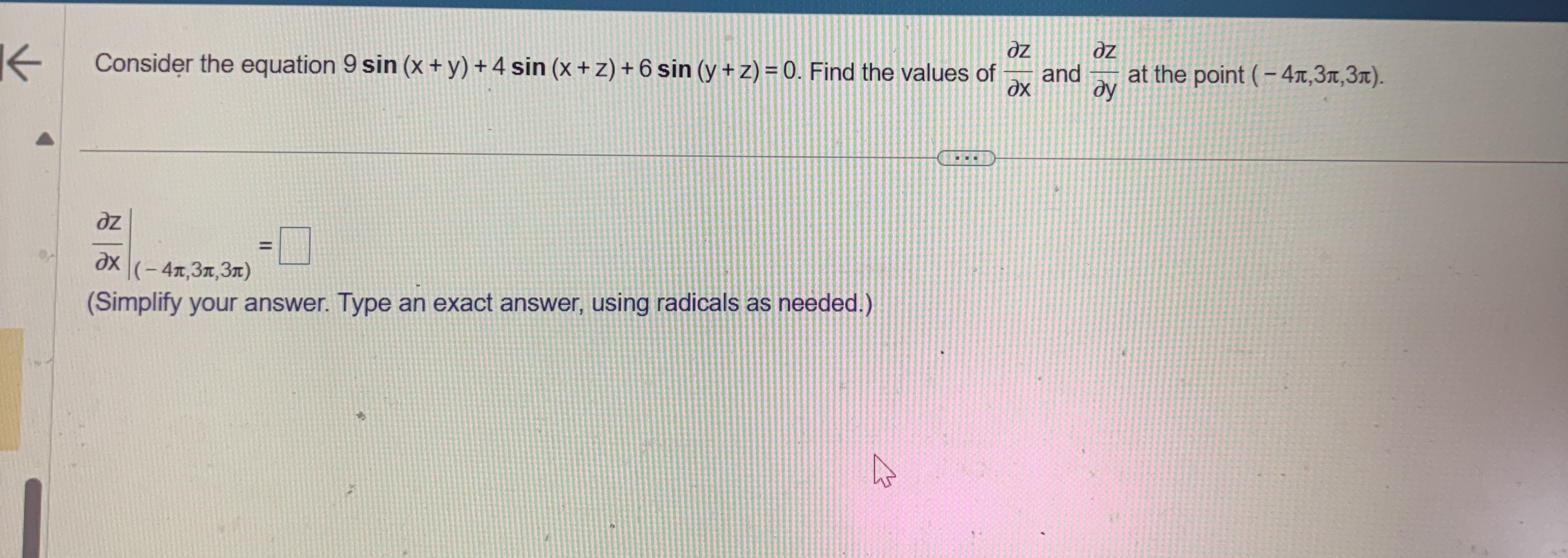 Consider the equation 9 s i n ( x y ) 4 s i n ( x