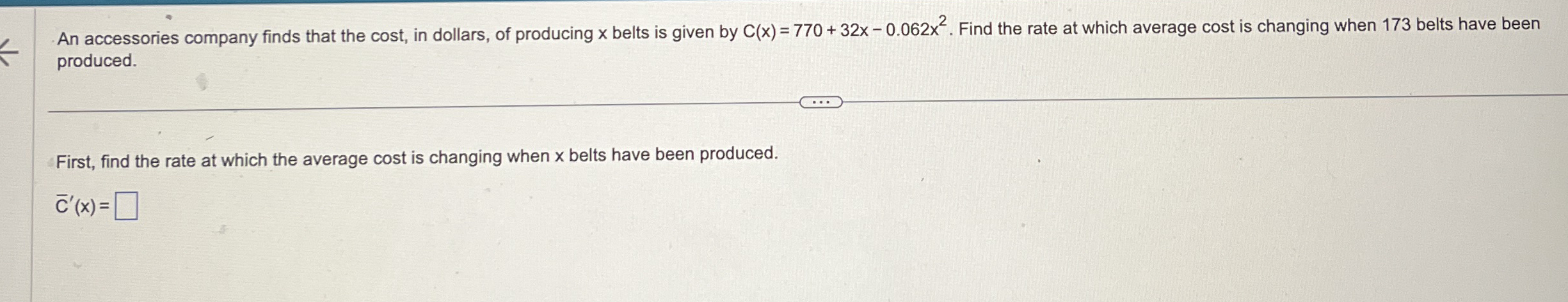 An accessories company finds that the cost, in