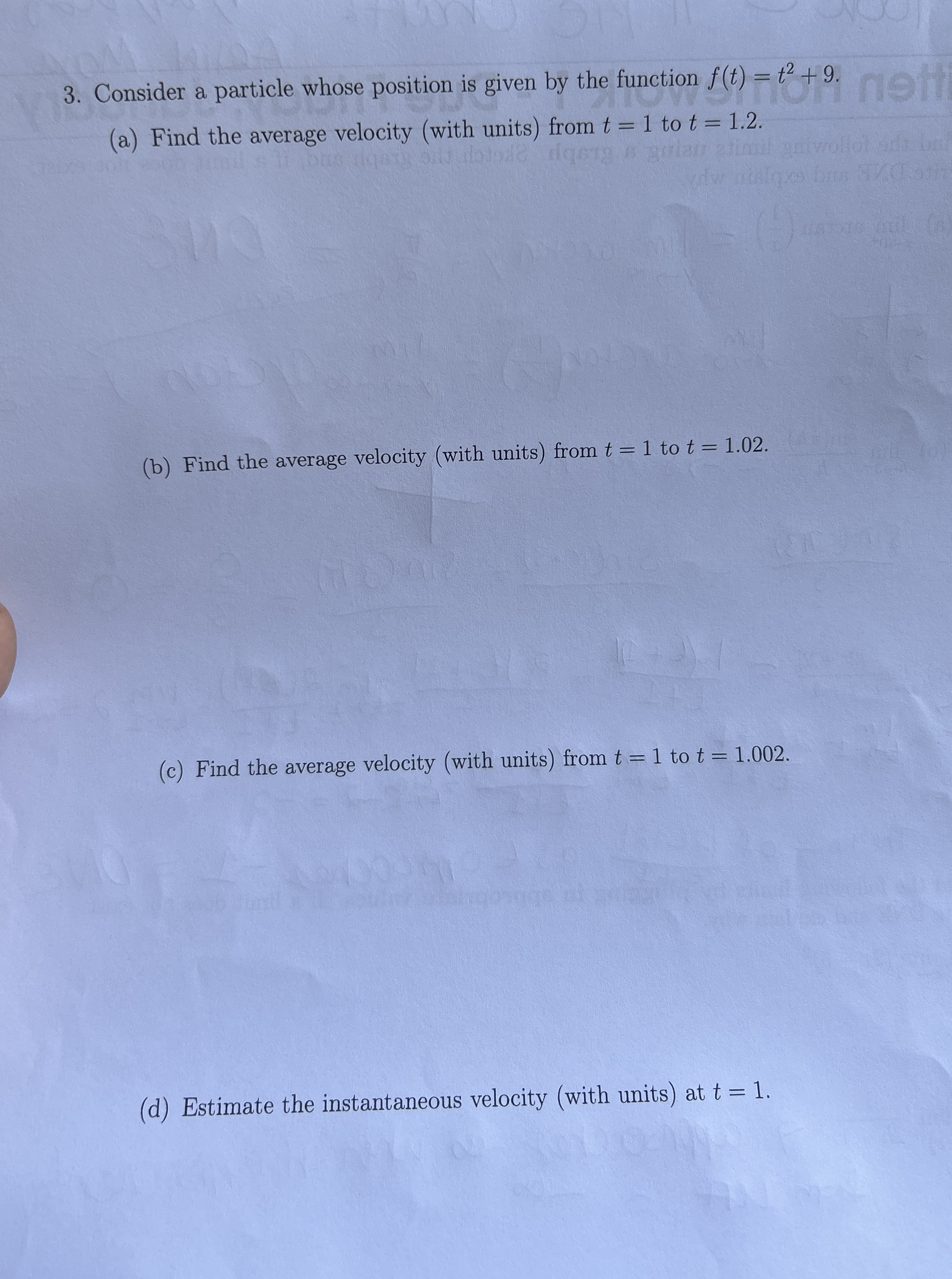 Consider a particle whose position is given by