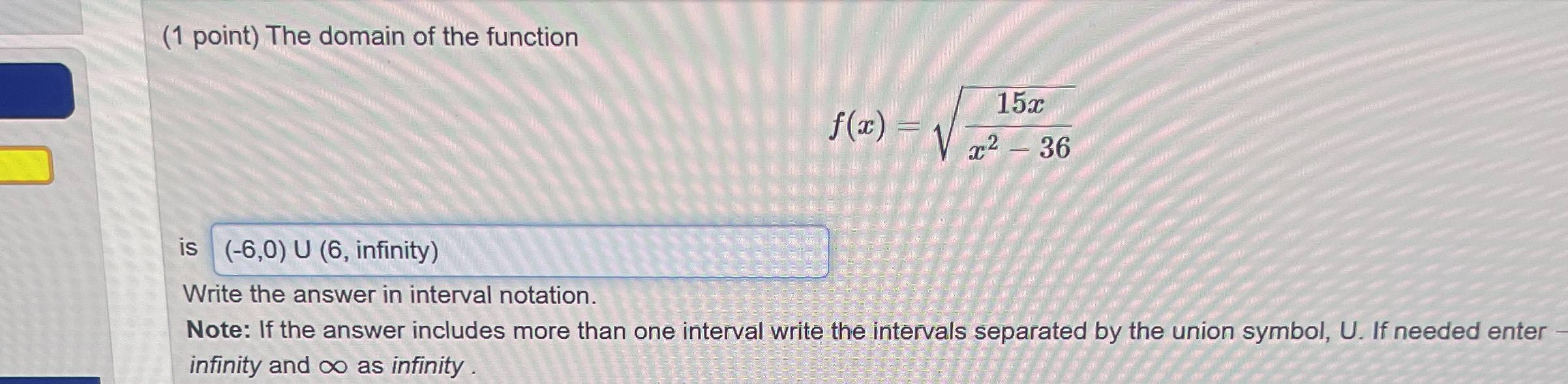 ( 1 point ) The domain of the function f ( x ) =