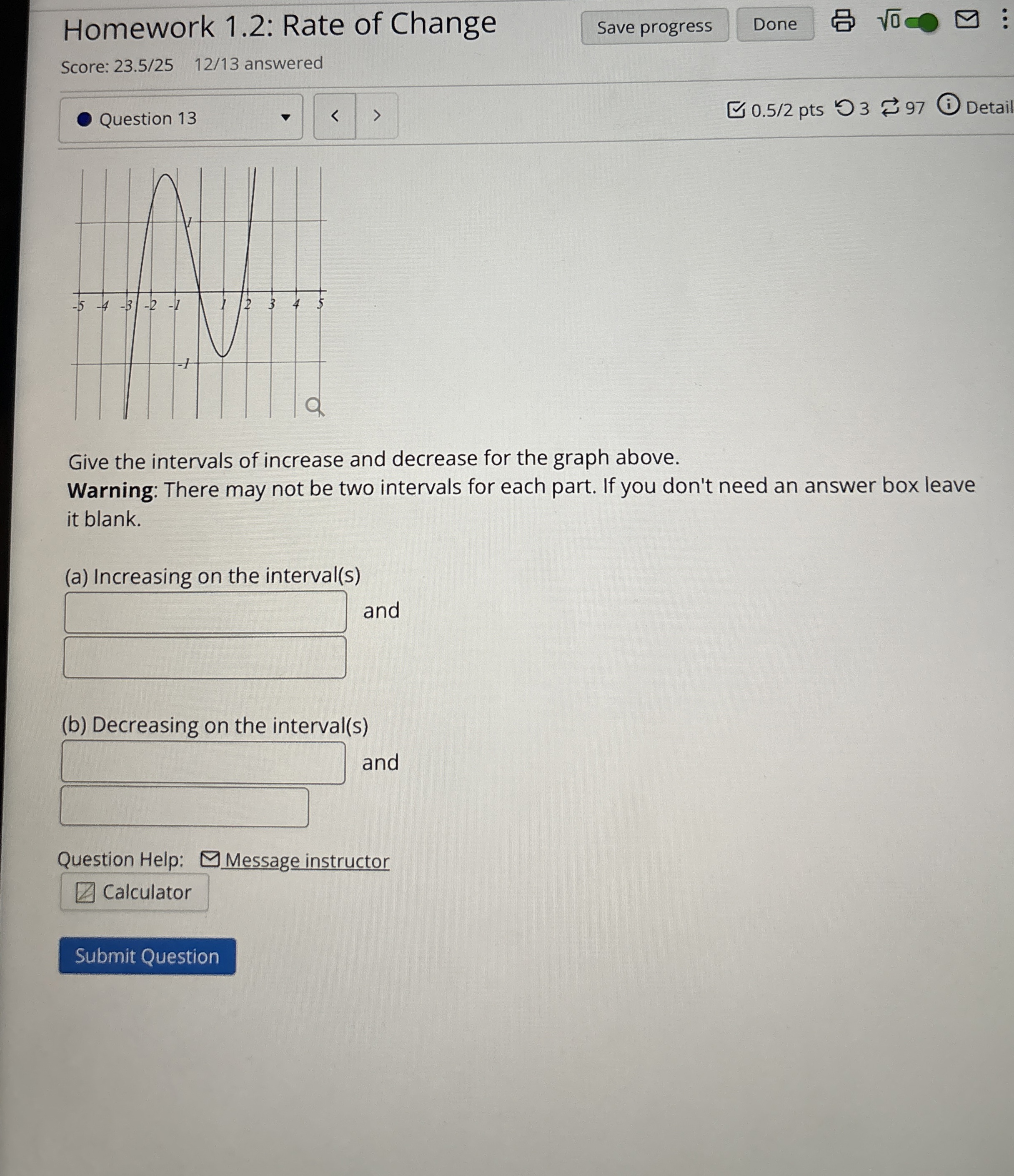 Homework 1 . 2 : Rate of Change Score: 2 3 . 5 /