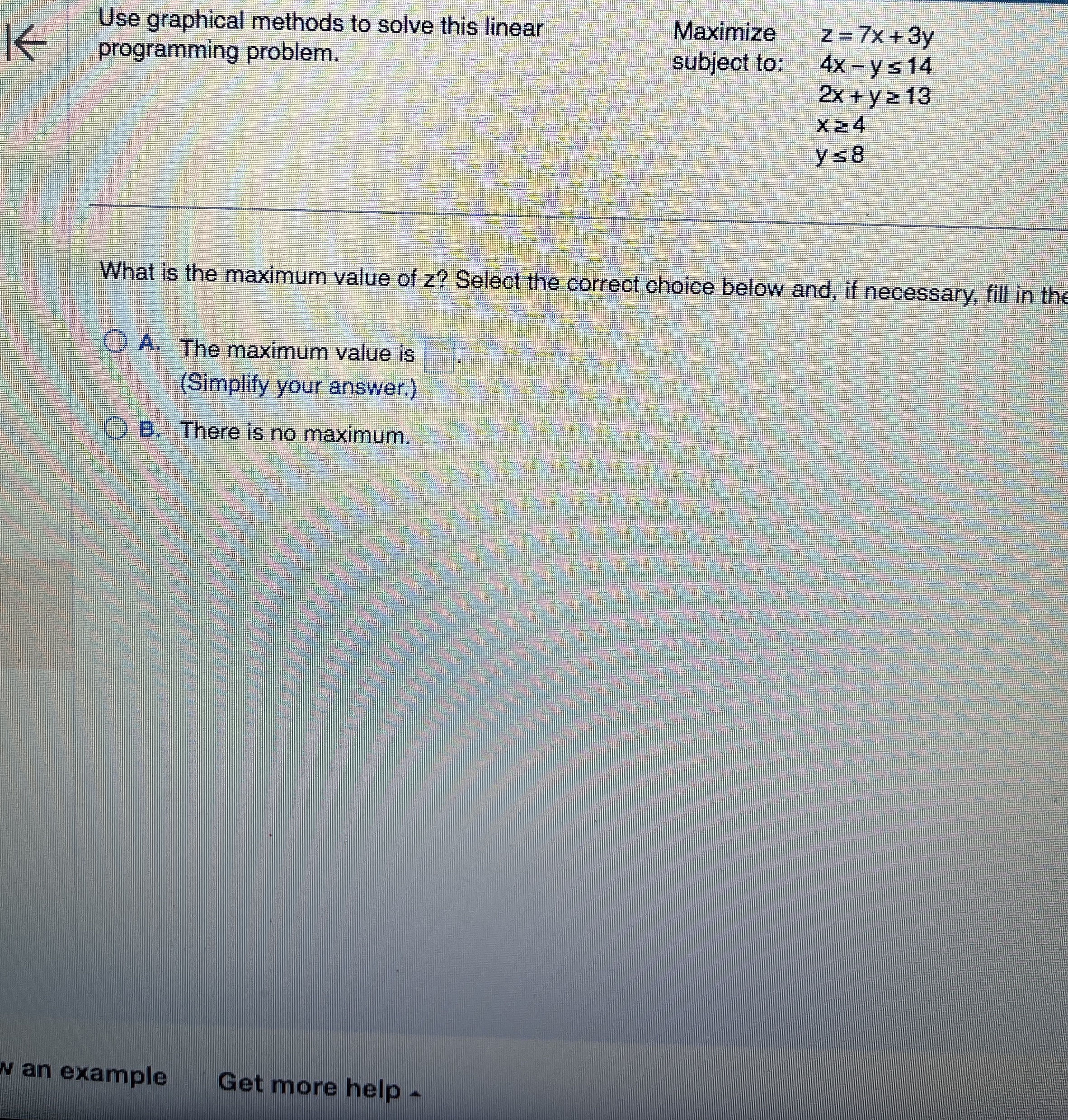 Use graphical methods to solve this linear