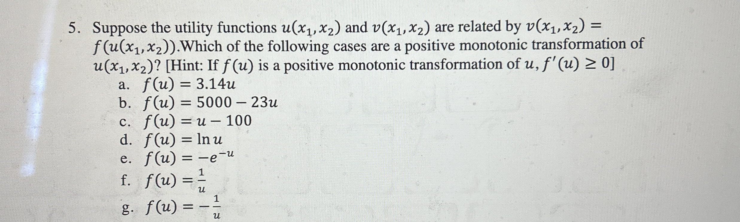 Suppose the utility functions u ( x 1 , x 2 ) and