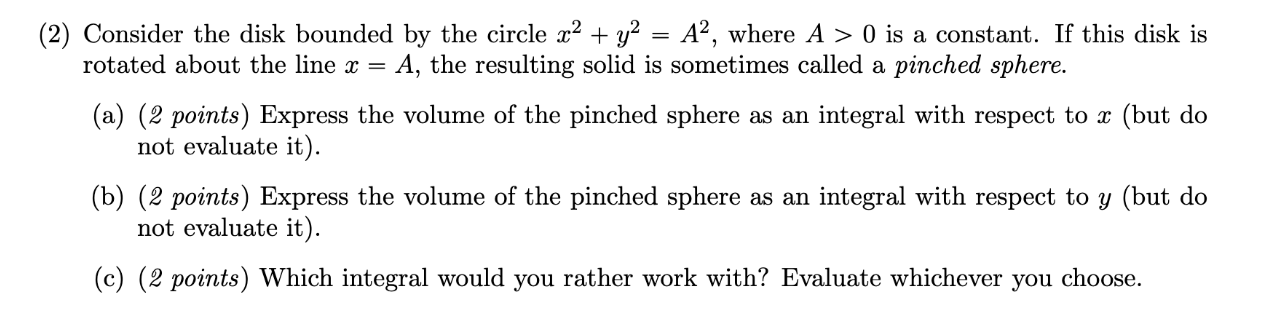 ( 2 ) Consider the disk bounded by the circle \ (