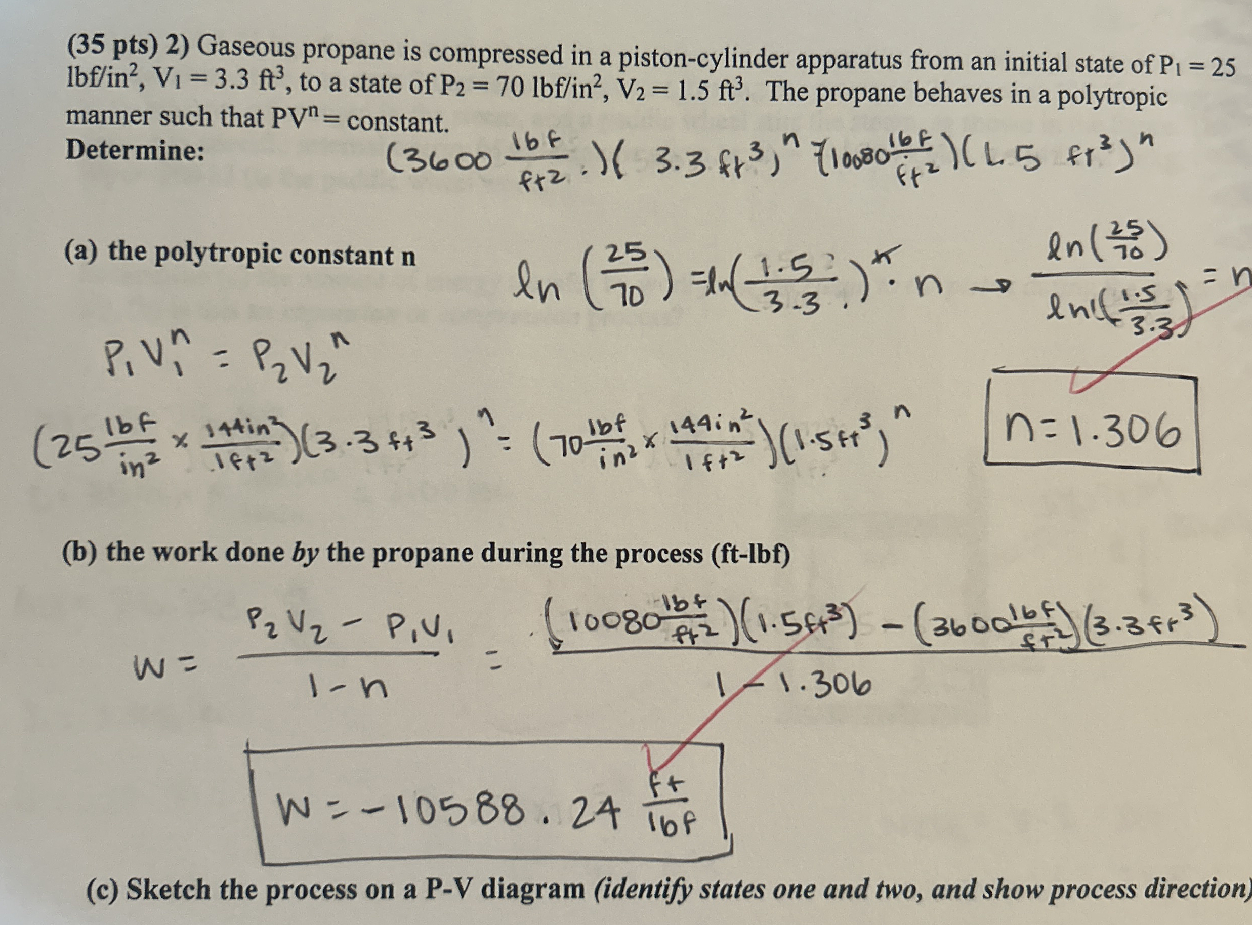 ( 3 5 pts ) 2 ) Gaseous propane is compressed in