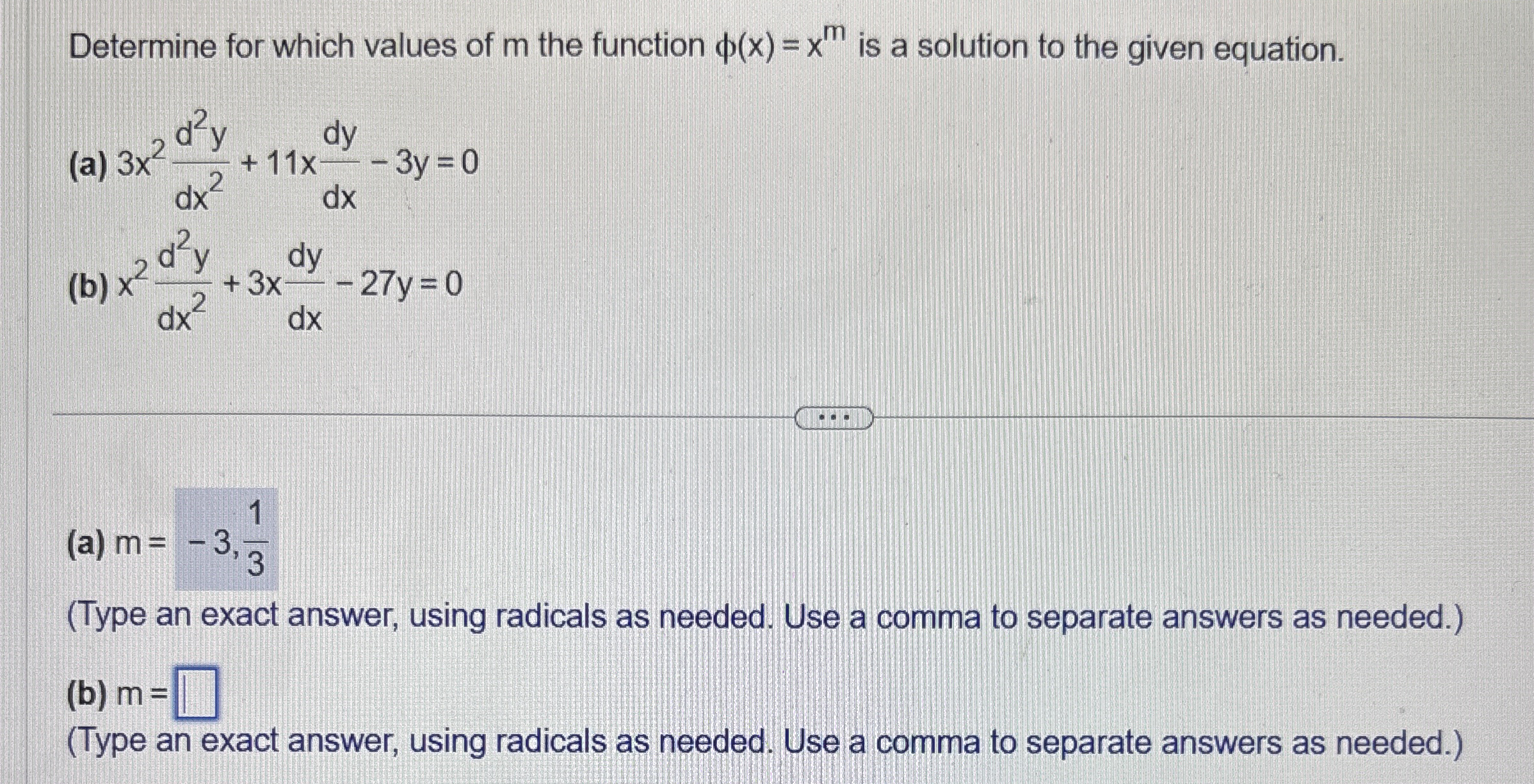Determine for which values of m the function ( x