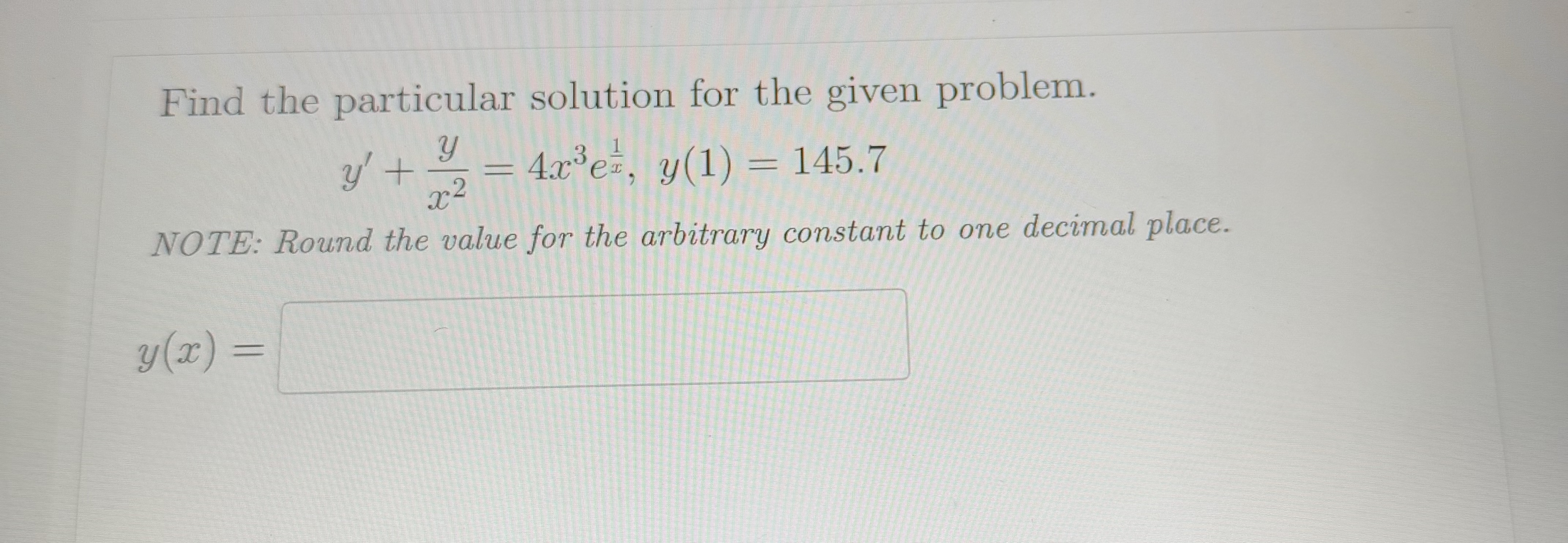 Find the particular solution for the given