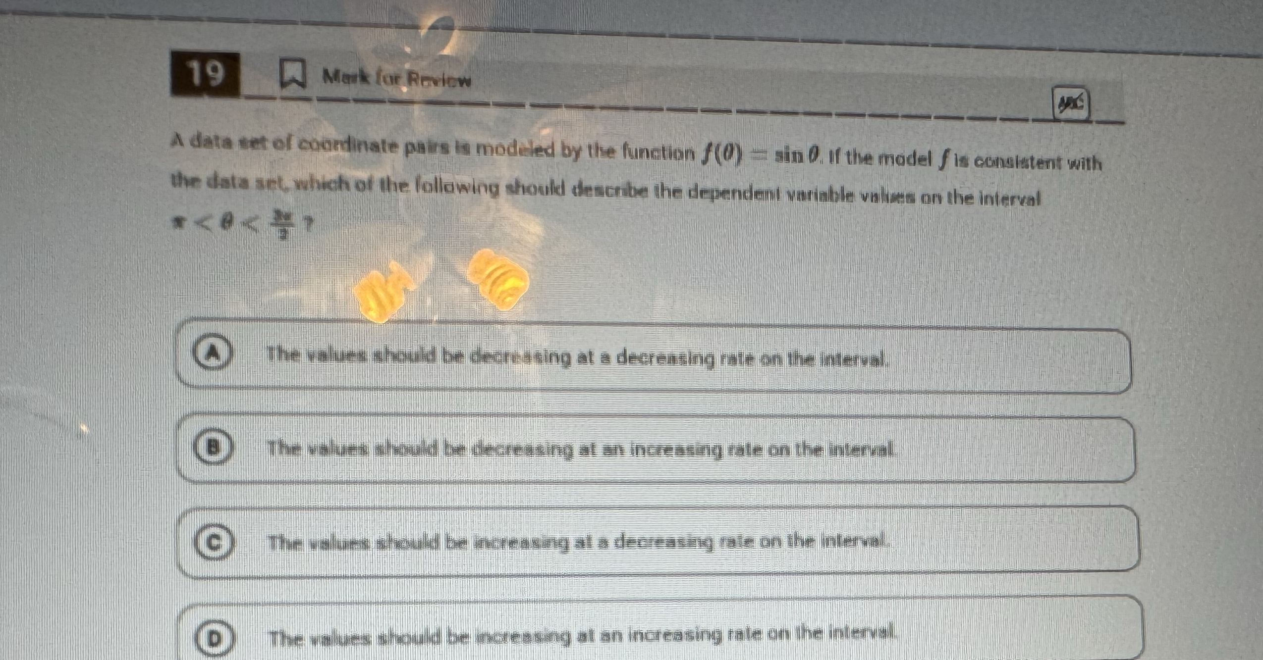 1 9 Mark for Reviow 0 8 A data tet of coondinate