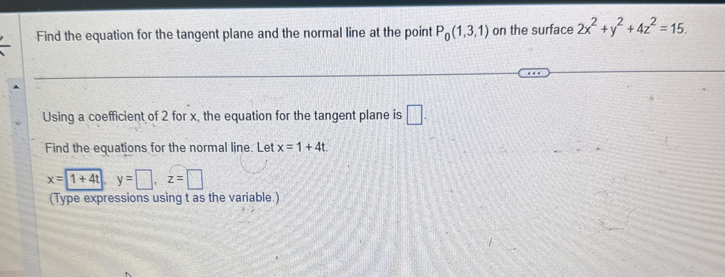 Find the equation for the tangent plane and the