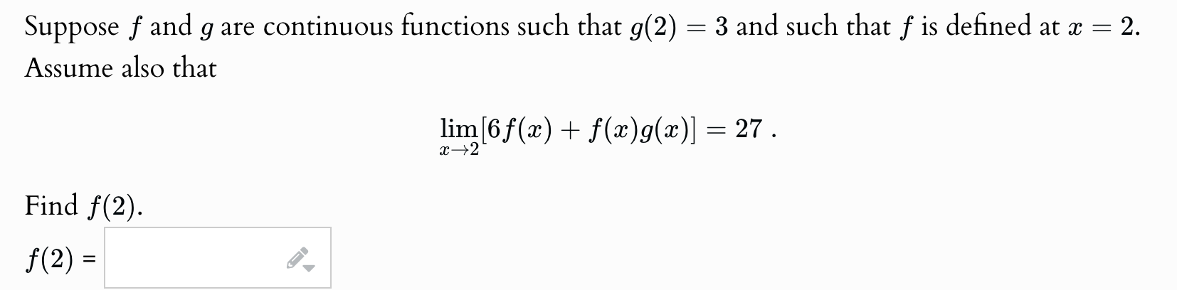 Suppose f and g are continuous functions such
