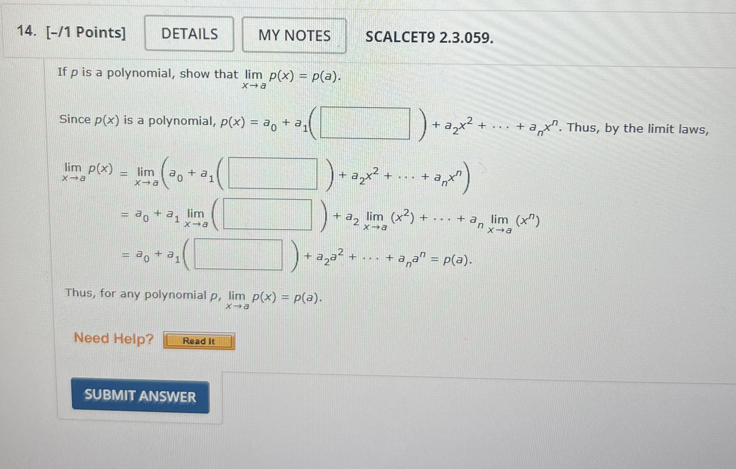 [ - / 1 Points ] SCALCET 9 2 . 3 . 0 5 9 . If p