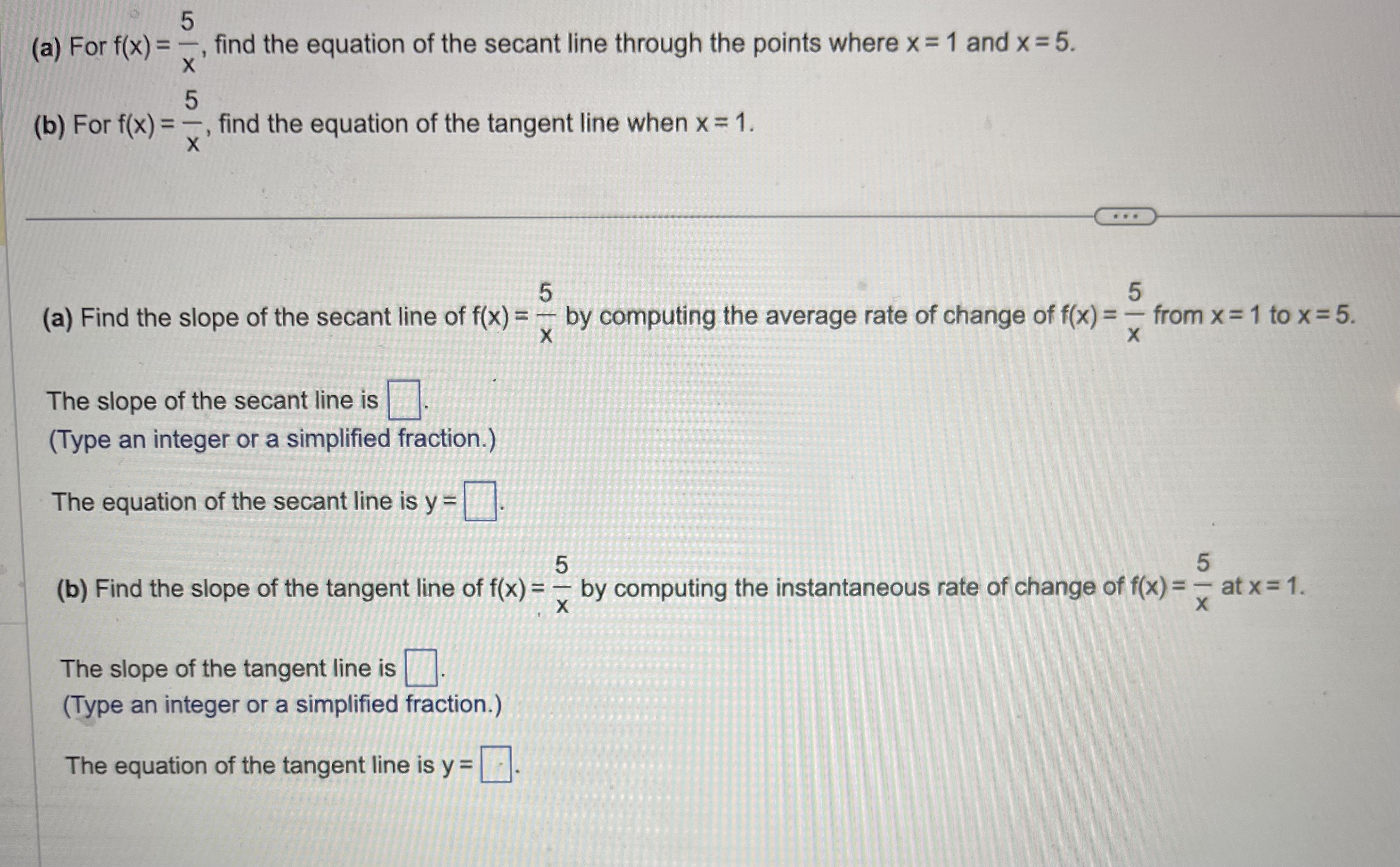 ( a ) For f ( x ) = 5 x , find the equation of
