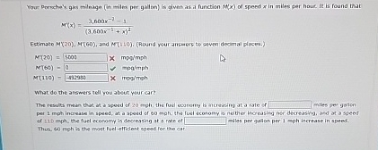 Your Porroche's gas milnage, [ ie wilos per