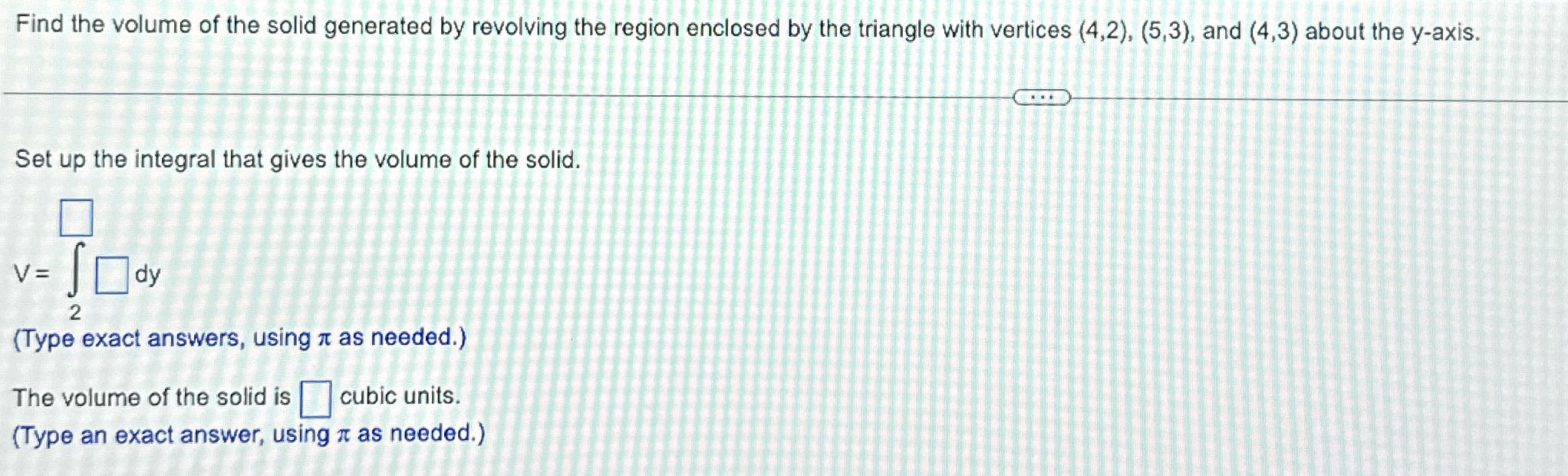 Find the volume of the solid generated by