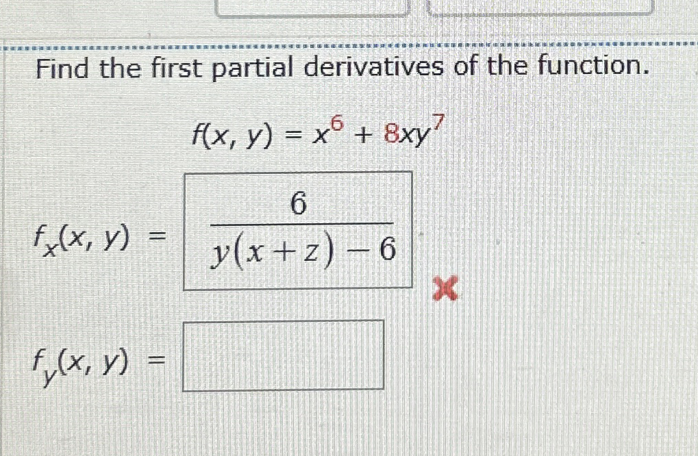 Find the first partial derivatives of the