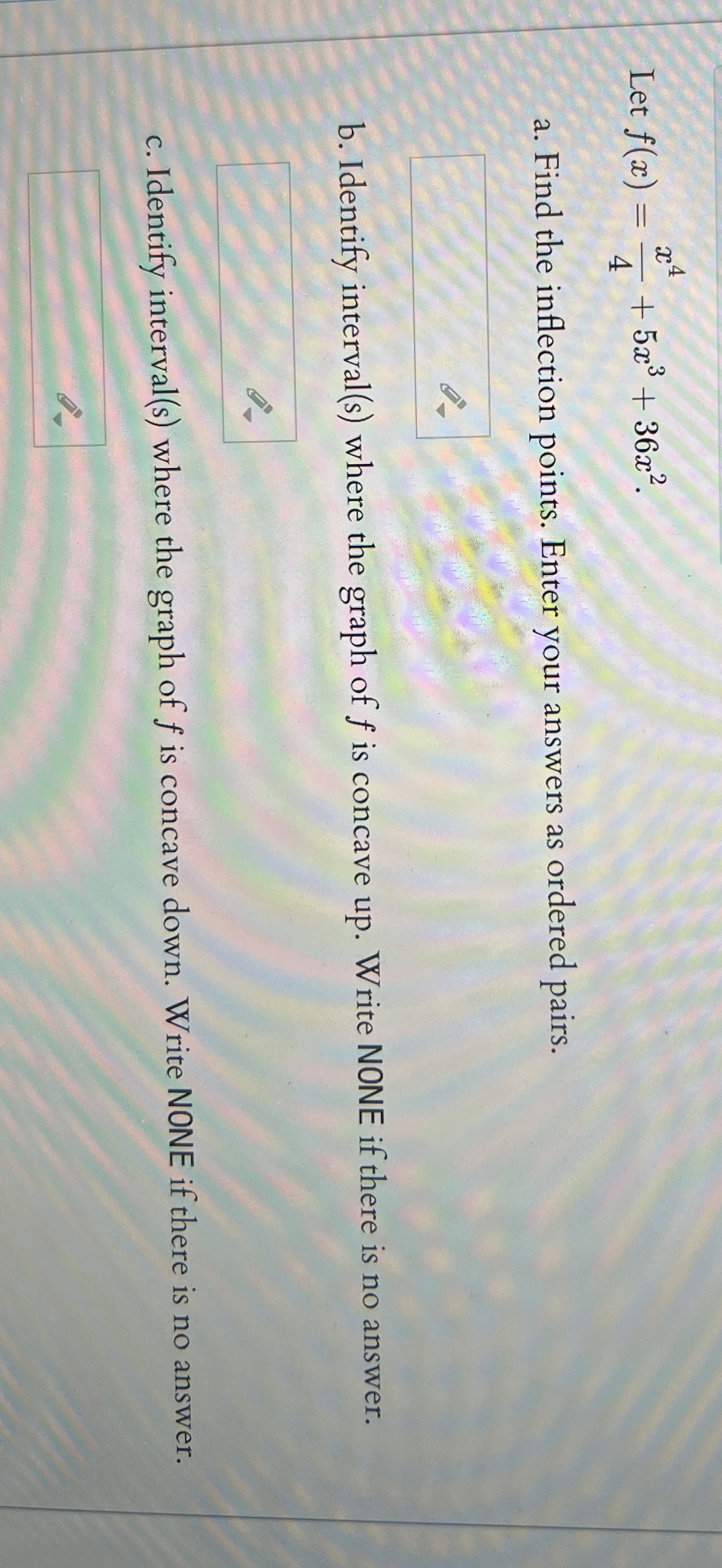 Let f ( x ) = x 4 4 + 5 x 3 + 3 6 x 2 a . Find