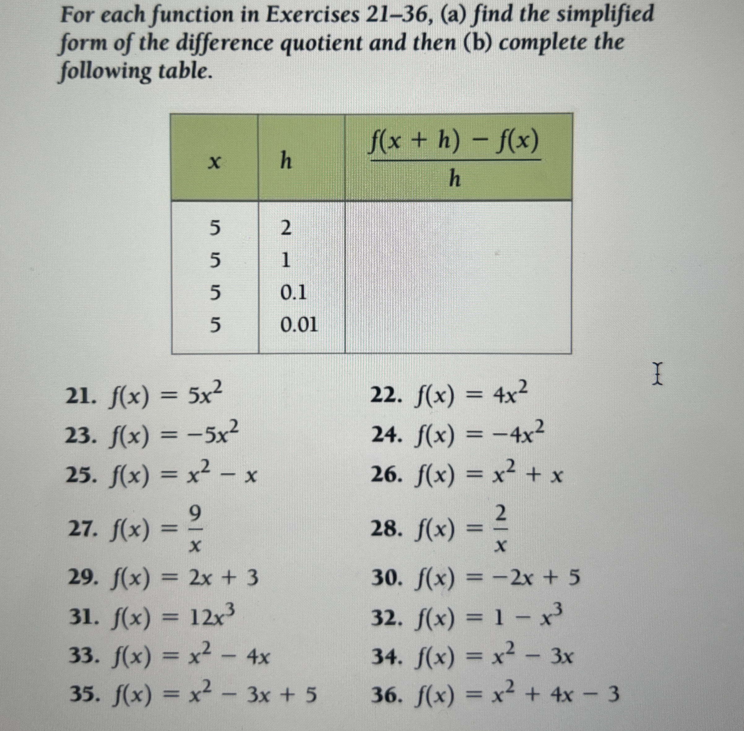 For each function in Exercises 2 1 - 3 6 , ( a )
