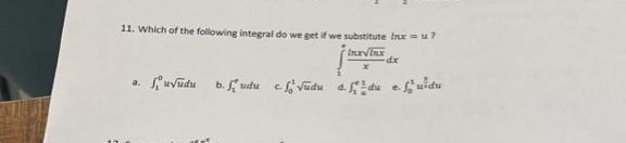 Which of the following integral do we get if we
