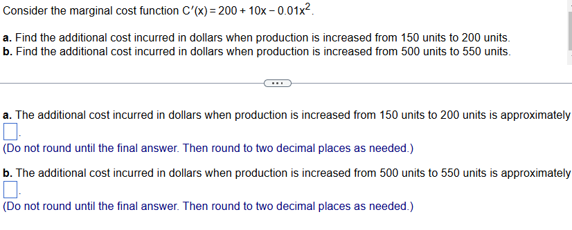Consider the marginal cost function \ ( C ^ { \