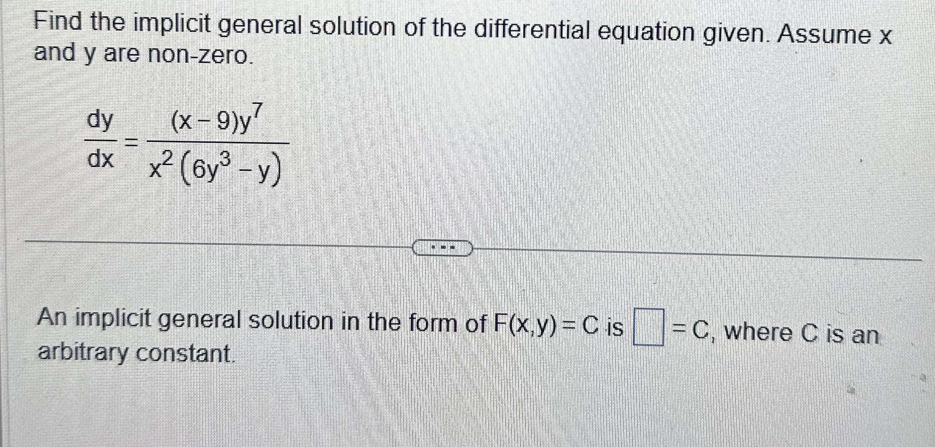Find the implicit general solution of the