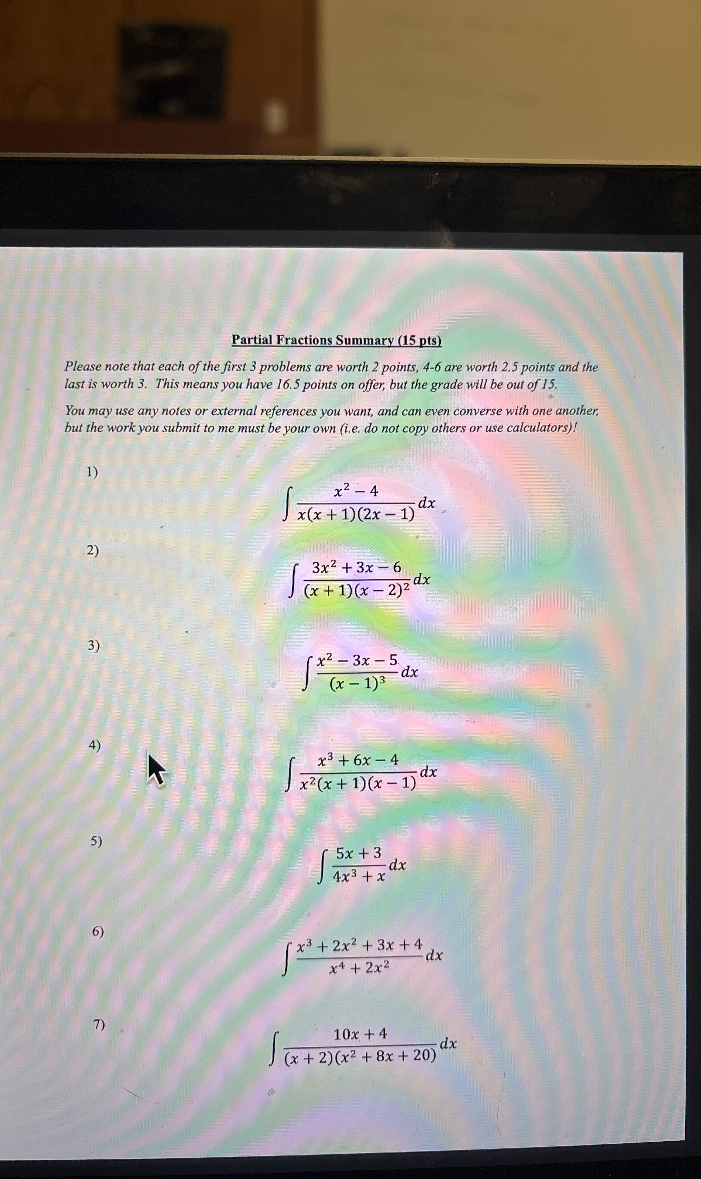 Partial Fractions Summary ( 1 5 pts ) Please note