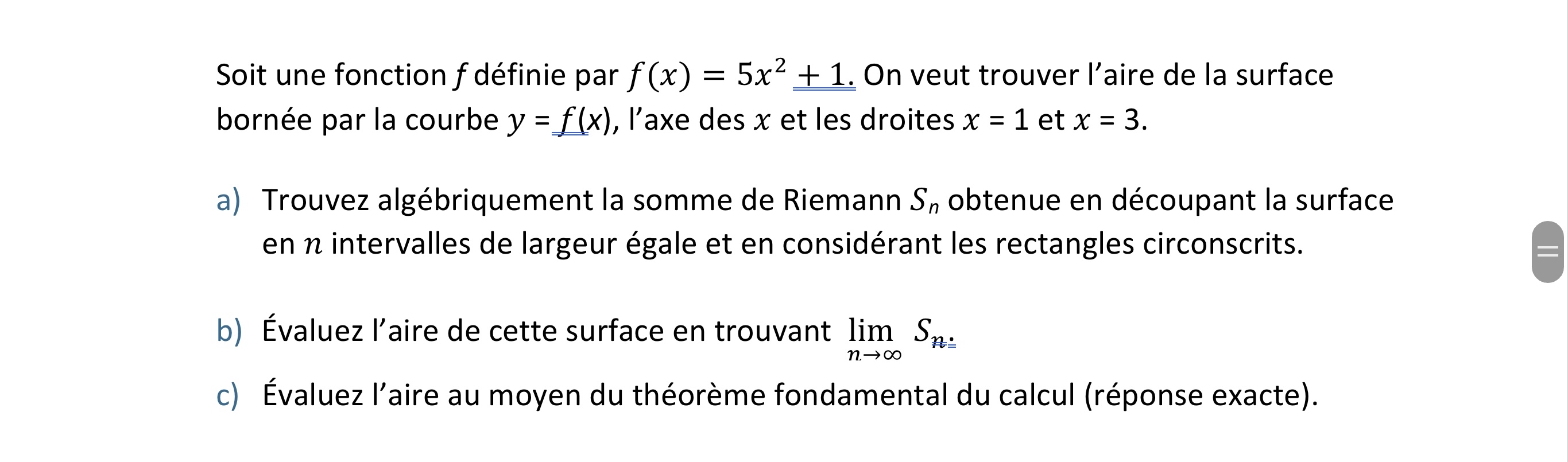 Soit une fonction f d finie par f ( x ) = 5 x 2 +