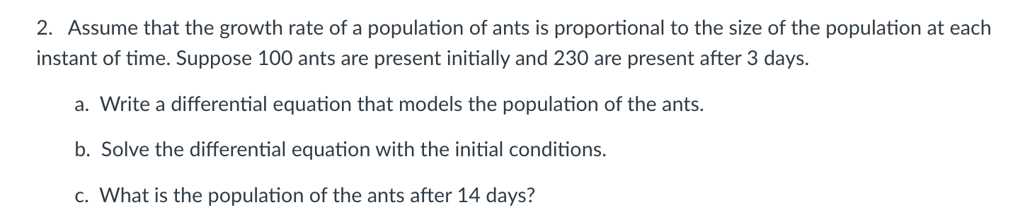 2 . Assume that the growth rate of a population