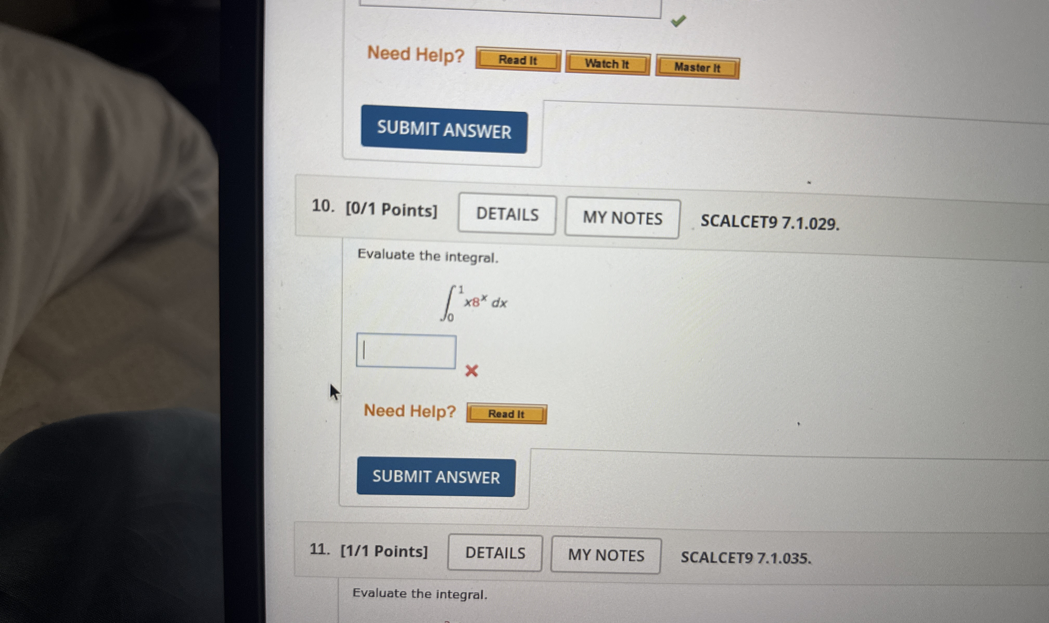 Need Help? 1 0 . [ 0 / 1 Points ] SCALCET 9 7 . 1