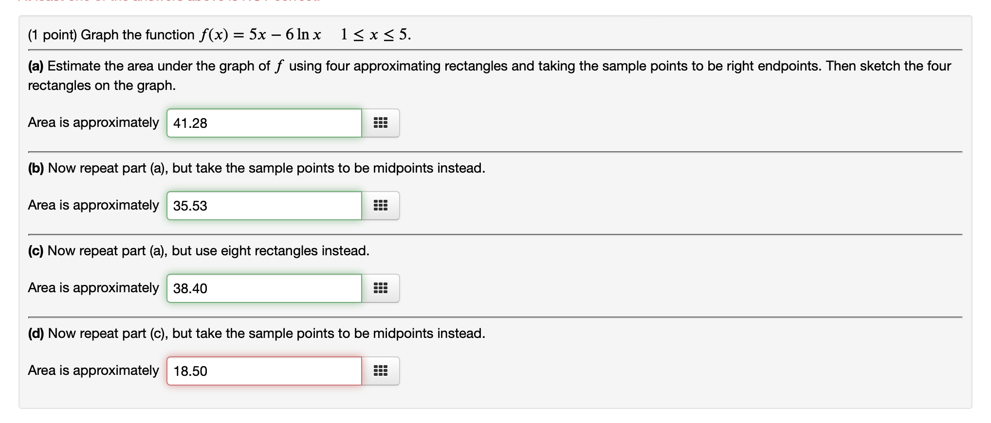 I have issues with finding area with midpoint if