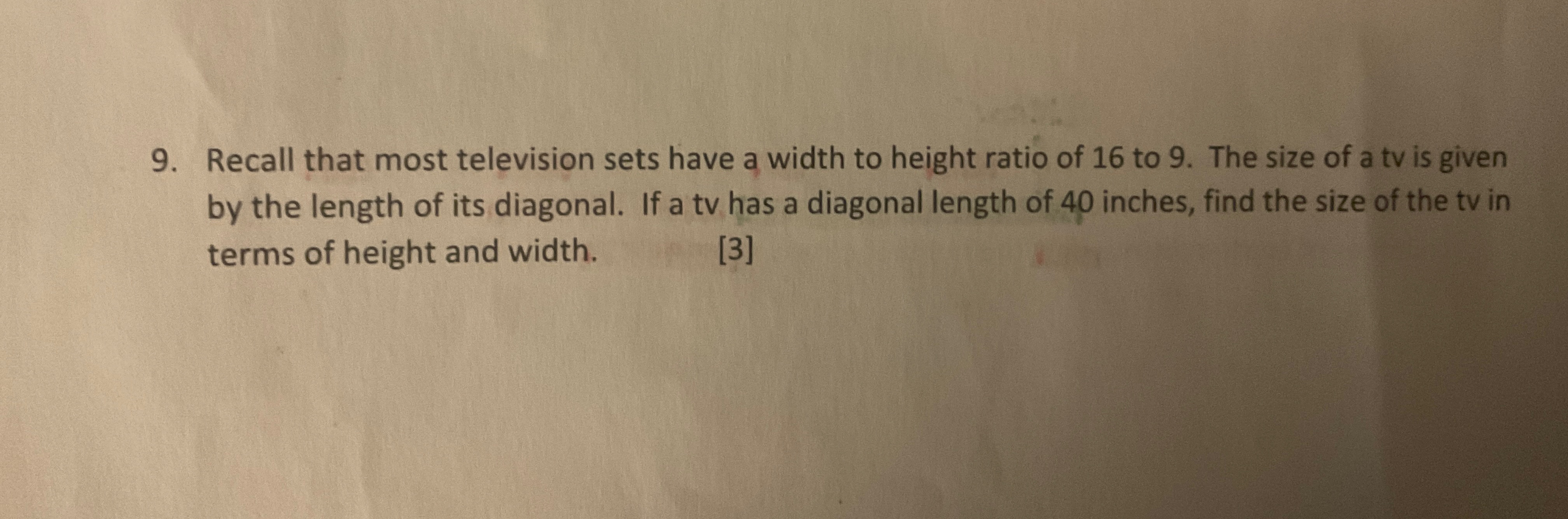 Recall that most television sets have a width to