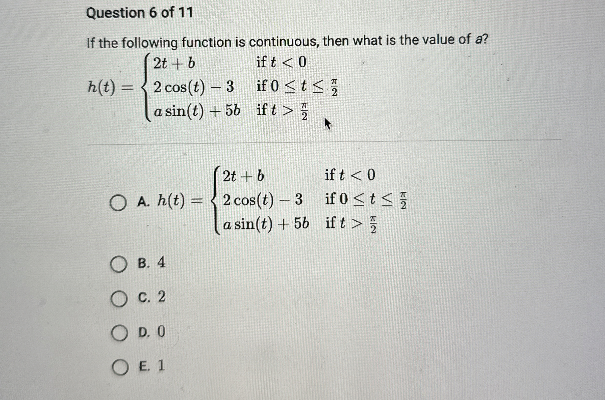 Question 6 of 1 1 If the following function is