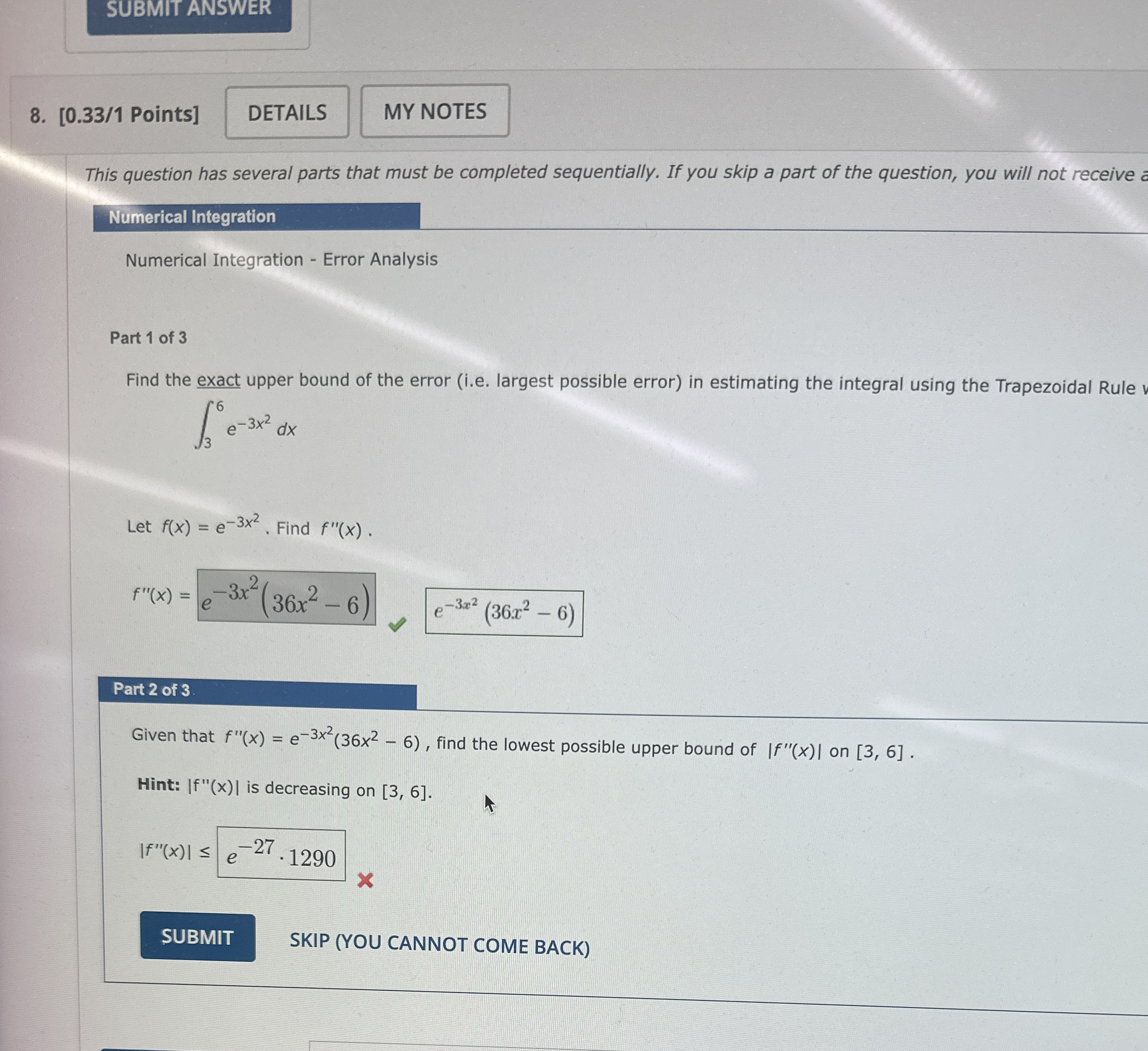 DO PART 2 AND PART 3 IS FIND THE EXACT UPPER