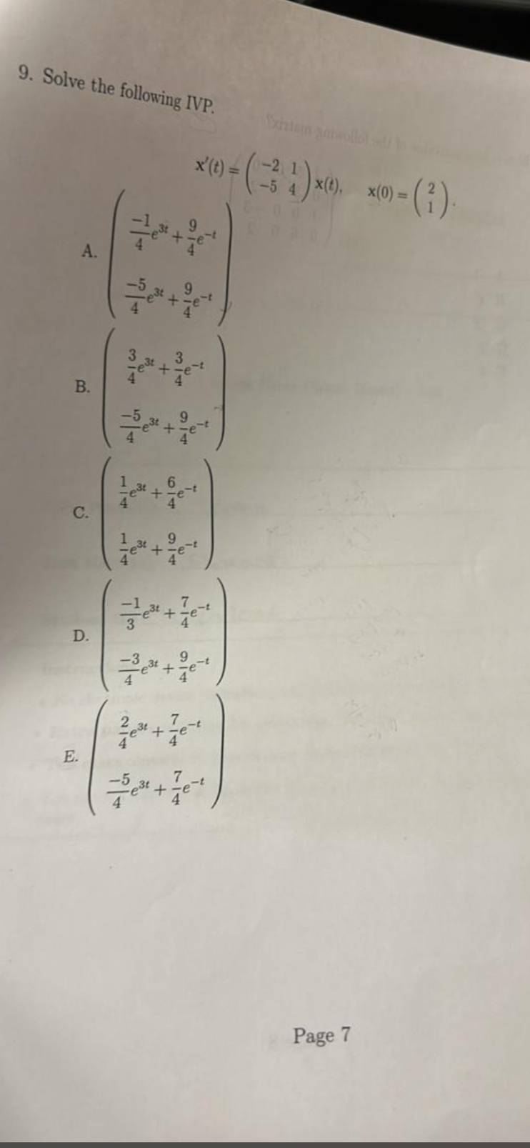 Solve the following IVP. x ' ( t ) = ( [ - 2 , 1