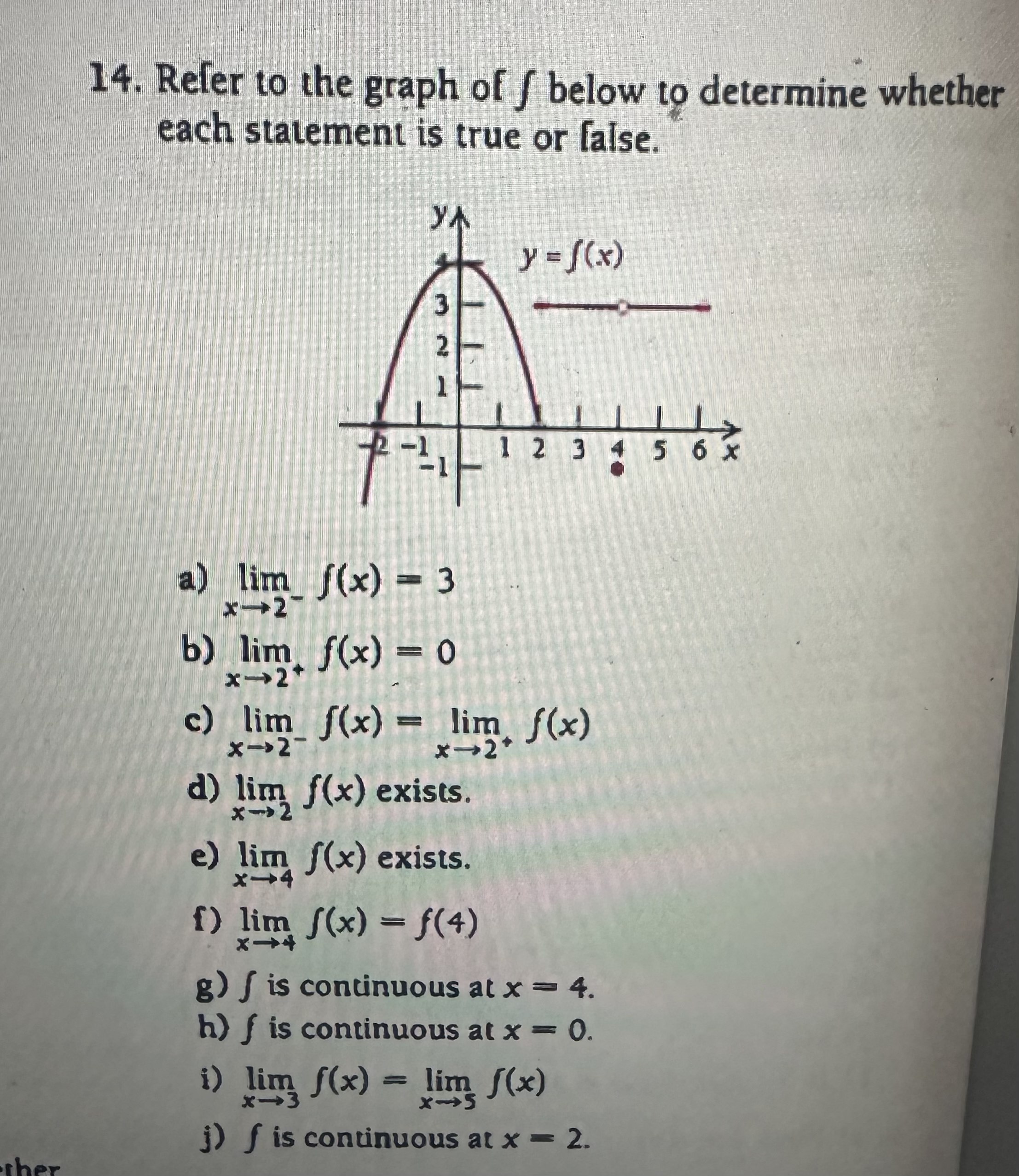 Refer to the graph of below to determine whether