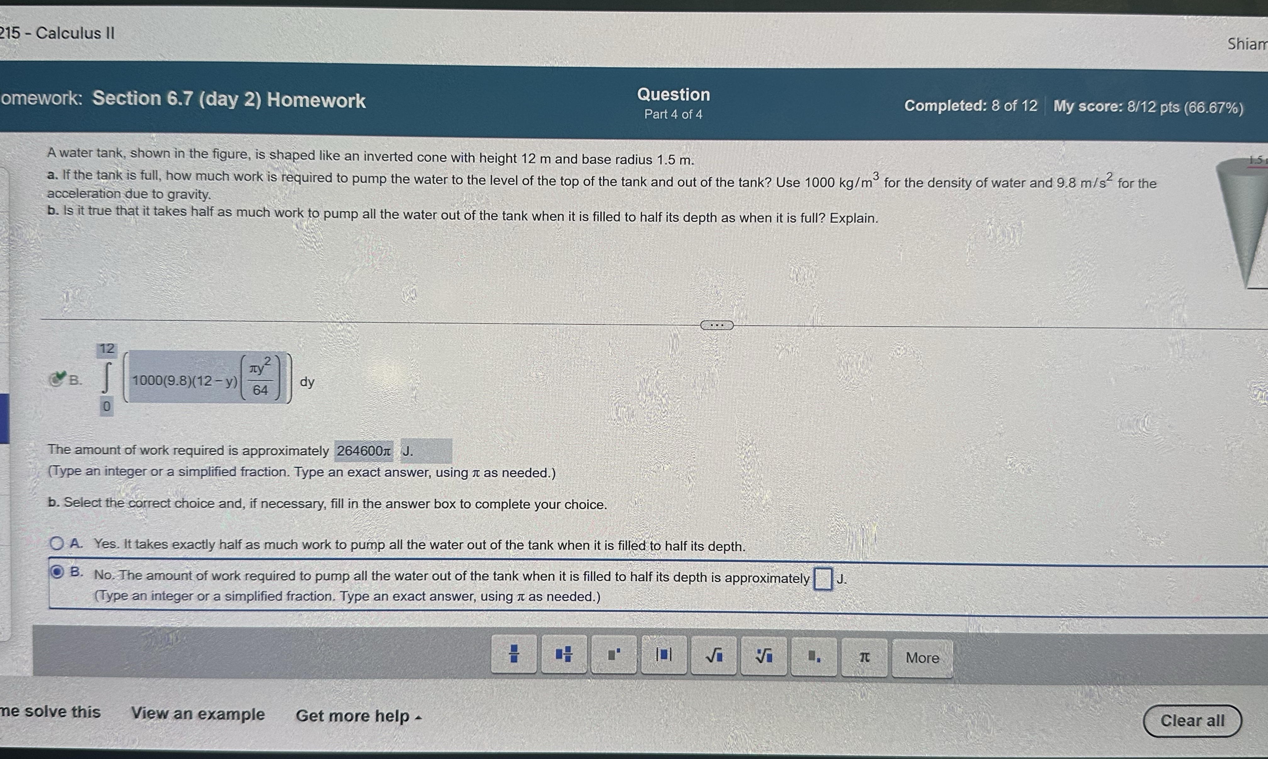 2 1 5 - Calculus II Shiam omework: Section 6 . 7
