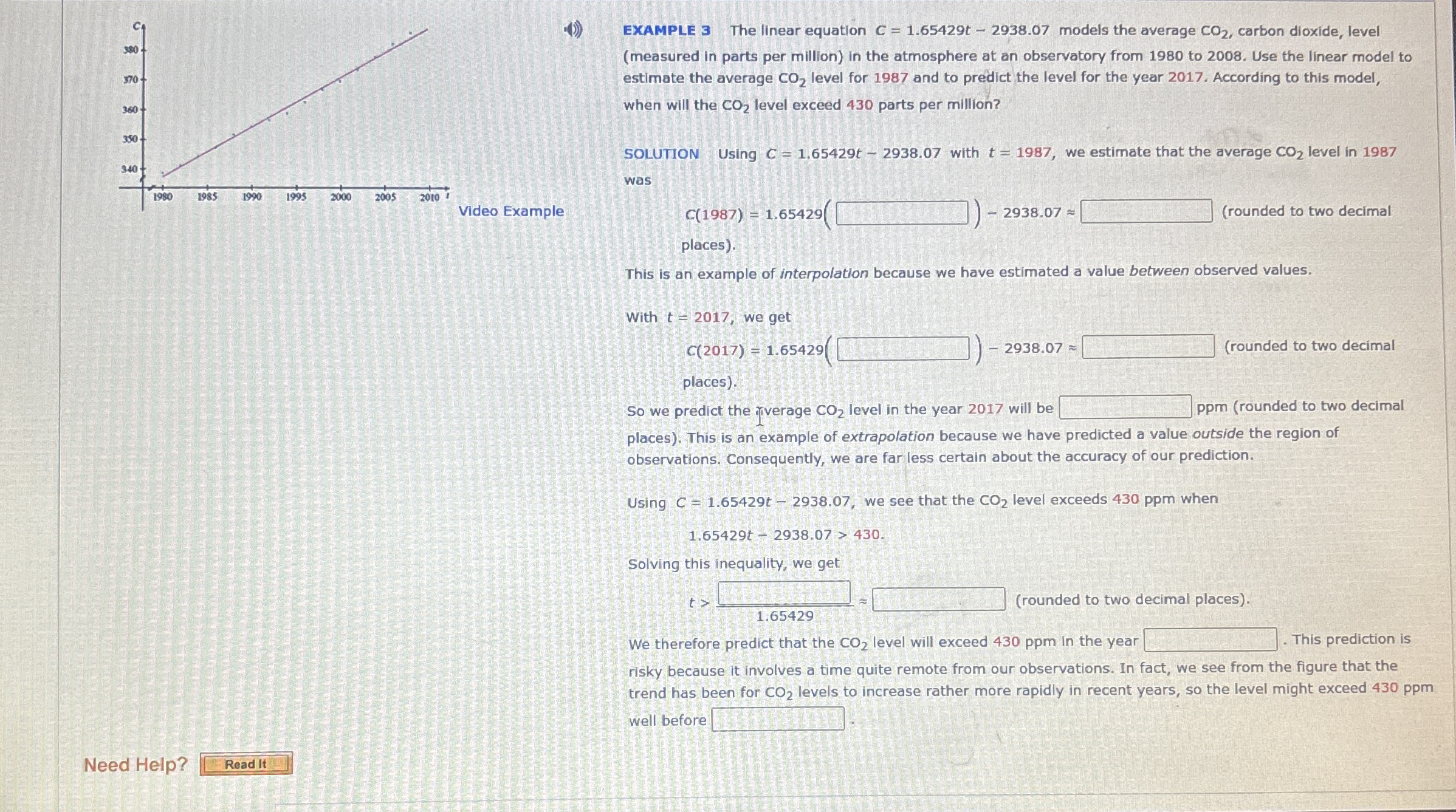 EXAMPLE 3 The linear equation C = 1 . 6 5 4 2 9 t