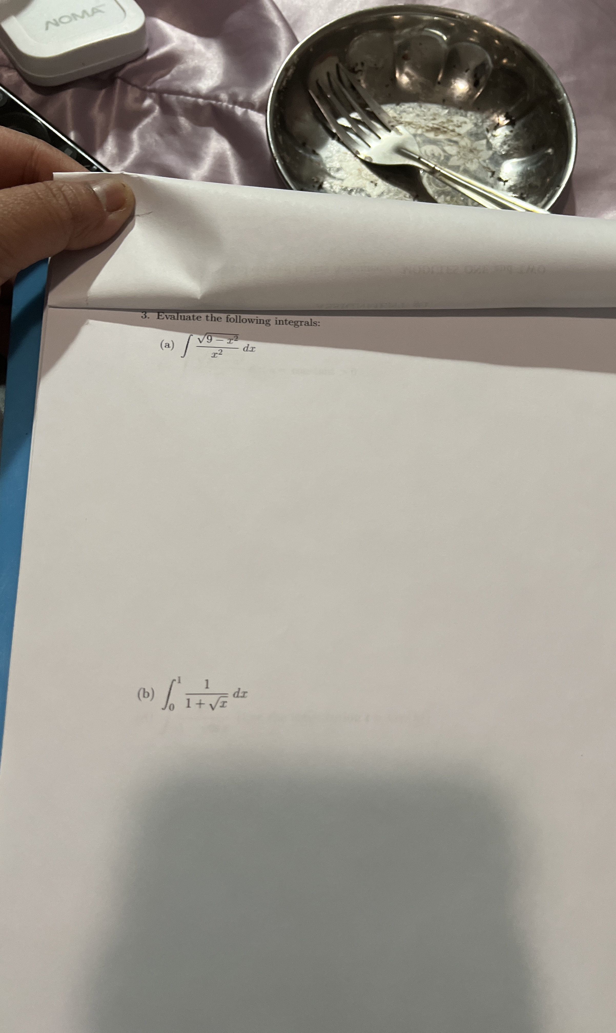 Evaluate the following integrals ( a ) 9 - x 2 2