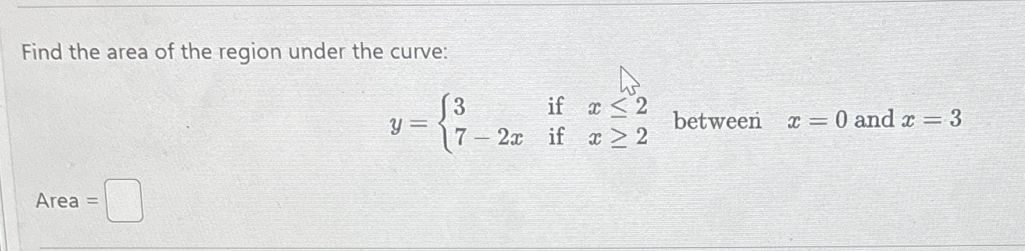 Find the area of the region under the curve: ] [