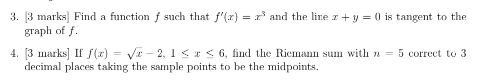 [ 3 marks ] Find a function f such that f ' ( x )