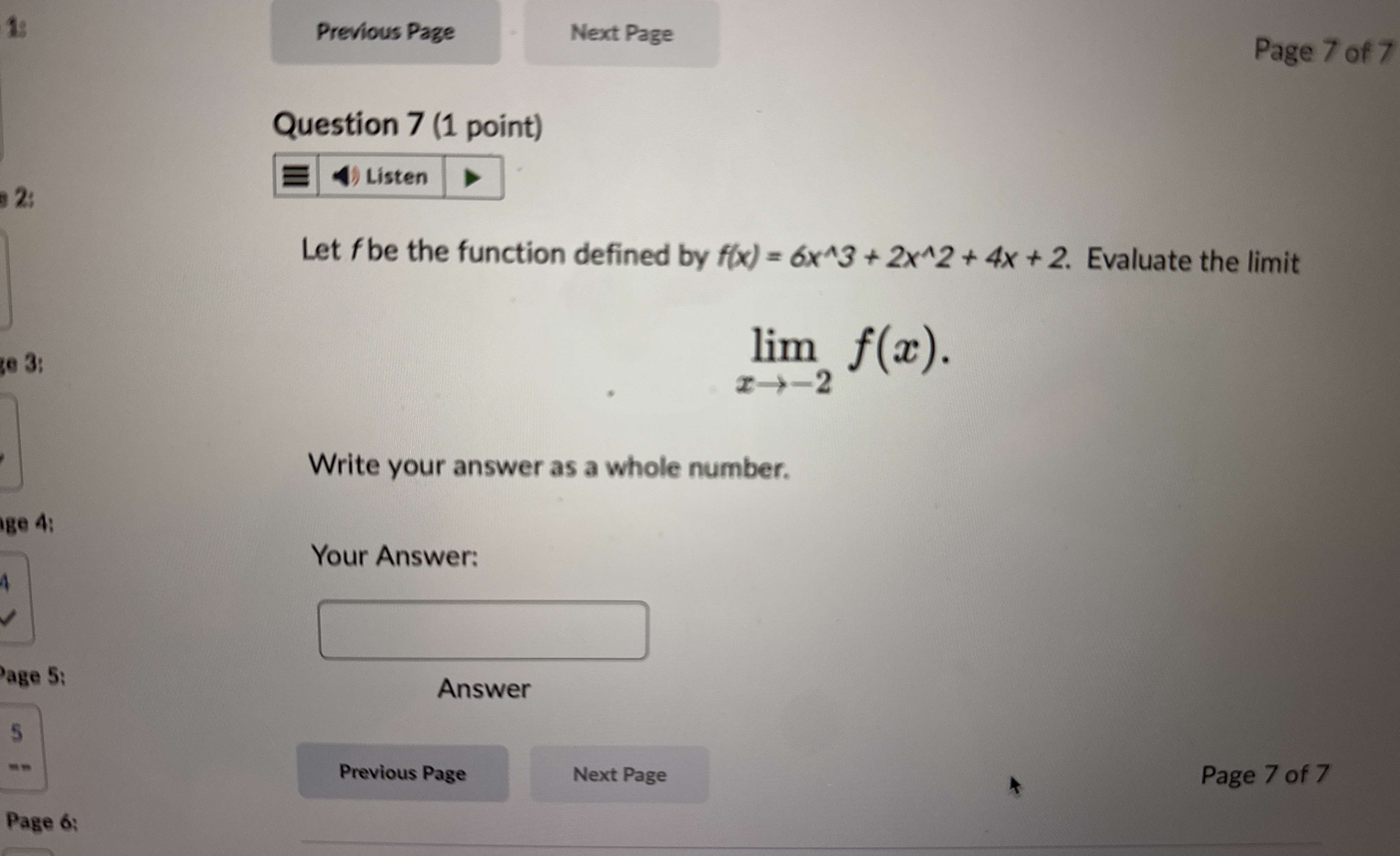 1 ! Previous Page Next Page Page 7 of 7 Question