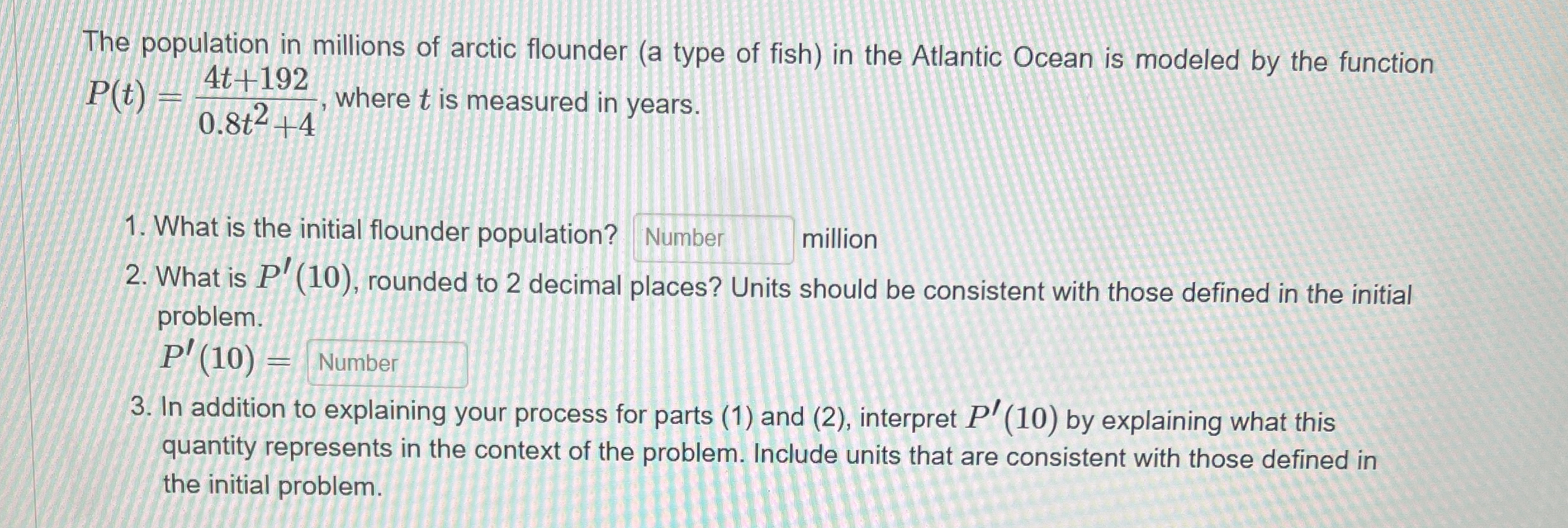 The population in millions of arctic flounder ( a