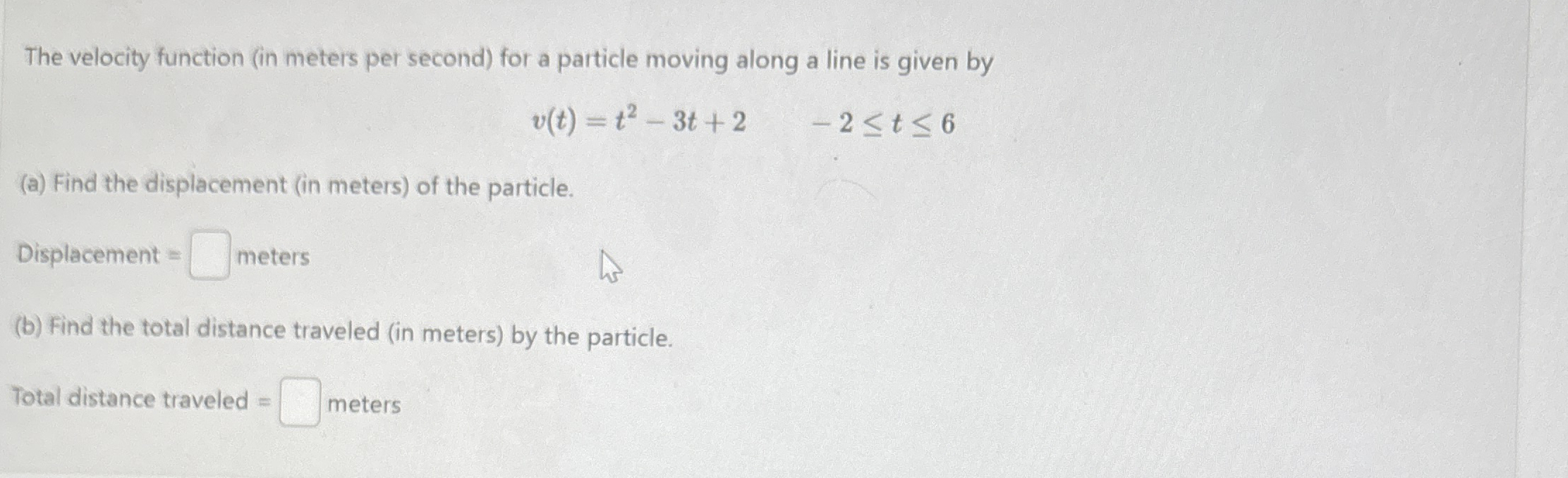 The velocity function ( in meters per second )