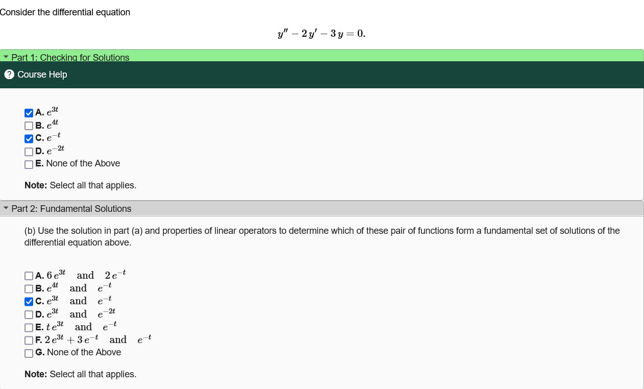 Consider the differential equation y ^ ( ' ' ) -