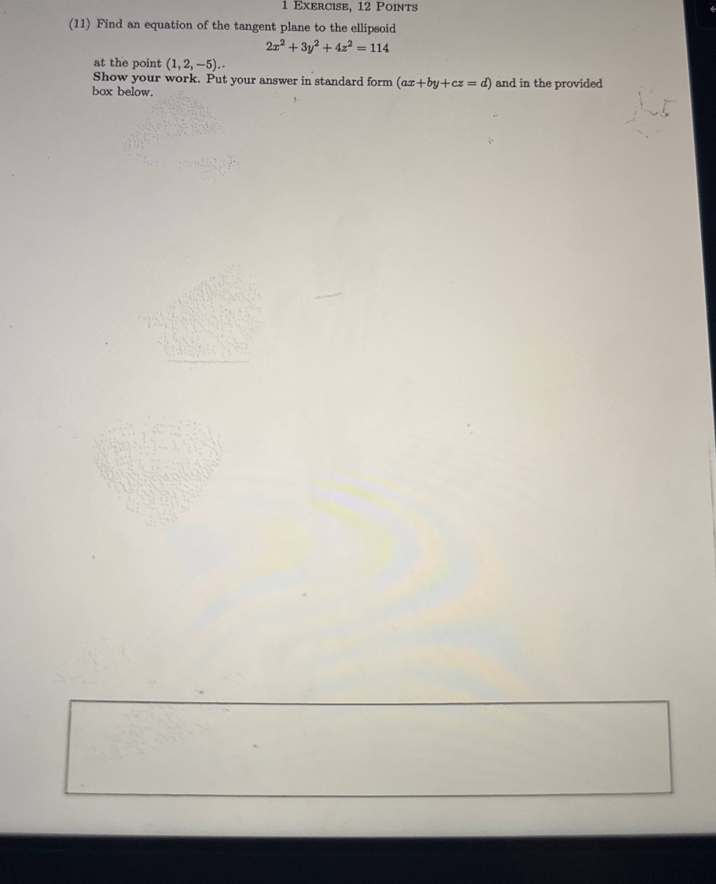 1 Exercise, 1 2 Points ( 1 1 ) Find an equation