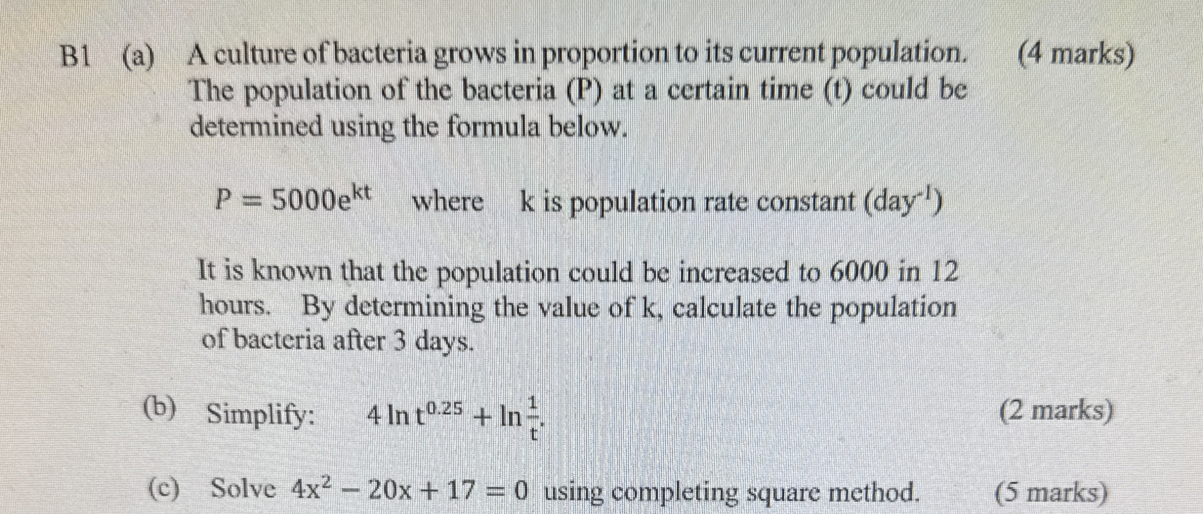 B 1 ( a ) A culture of bacteria grows in