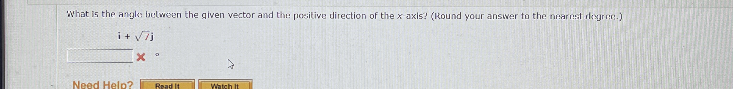 What is the angle between the given vector and