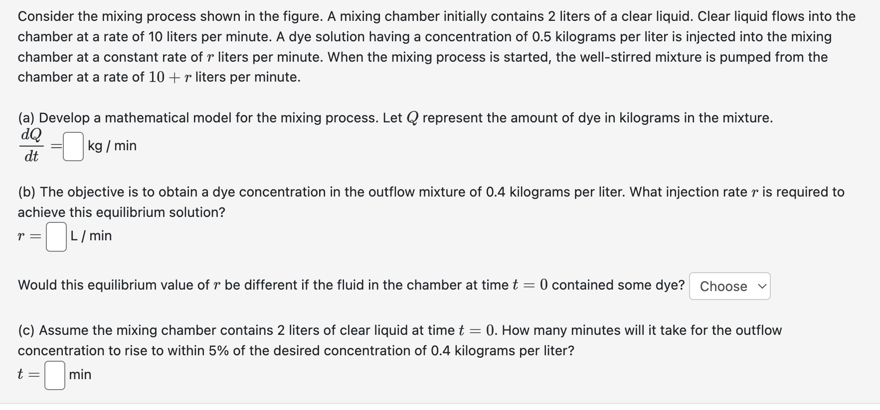 Consider the mixing process shown in the figure.