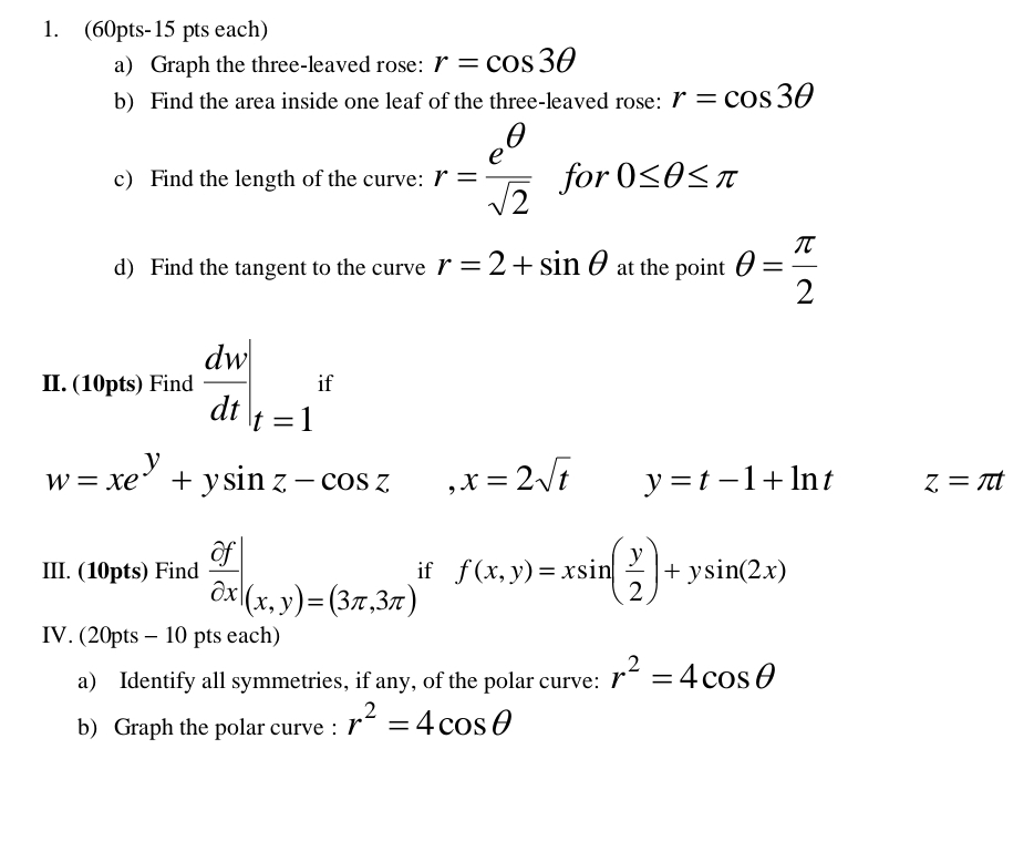pls solve ( 6 0 p t s - 1 5 p t s each ) a )