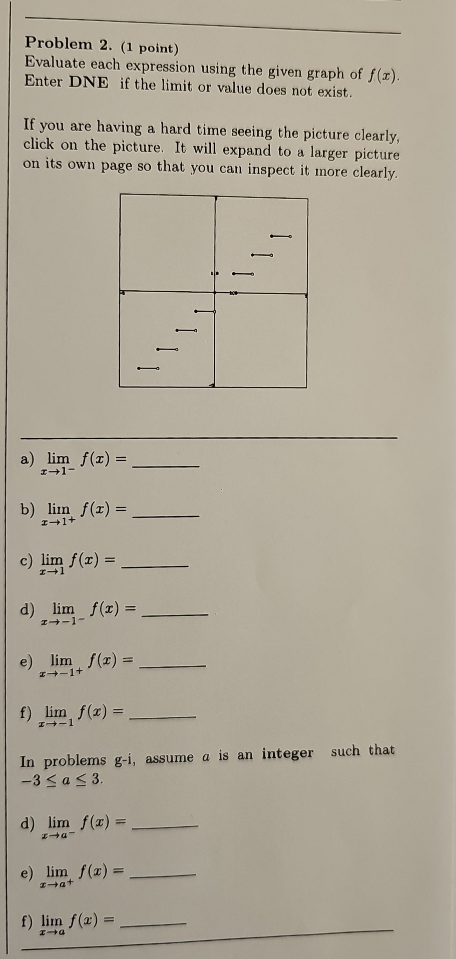 Problem 2 . ( 1 point ) Evaluate each expression