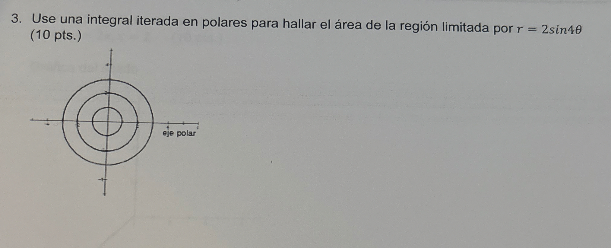 Use una integral iterada en polares para hallar